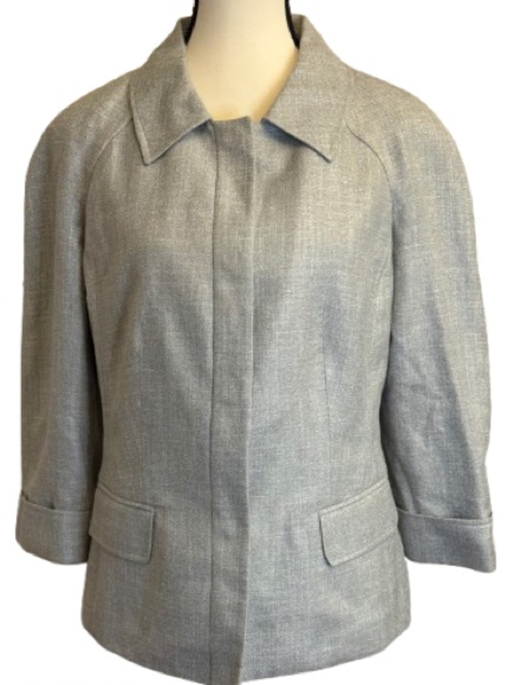 Brooks Brothers Women’s Silk Linen Bamboo Blend Jacket Size 8 Gray Snap Front - Picture 2 of 7